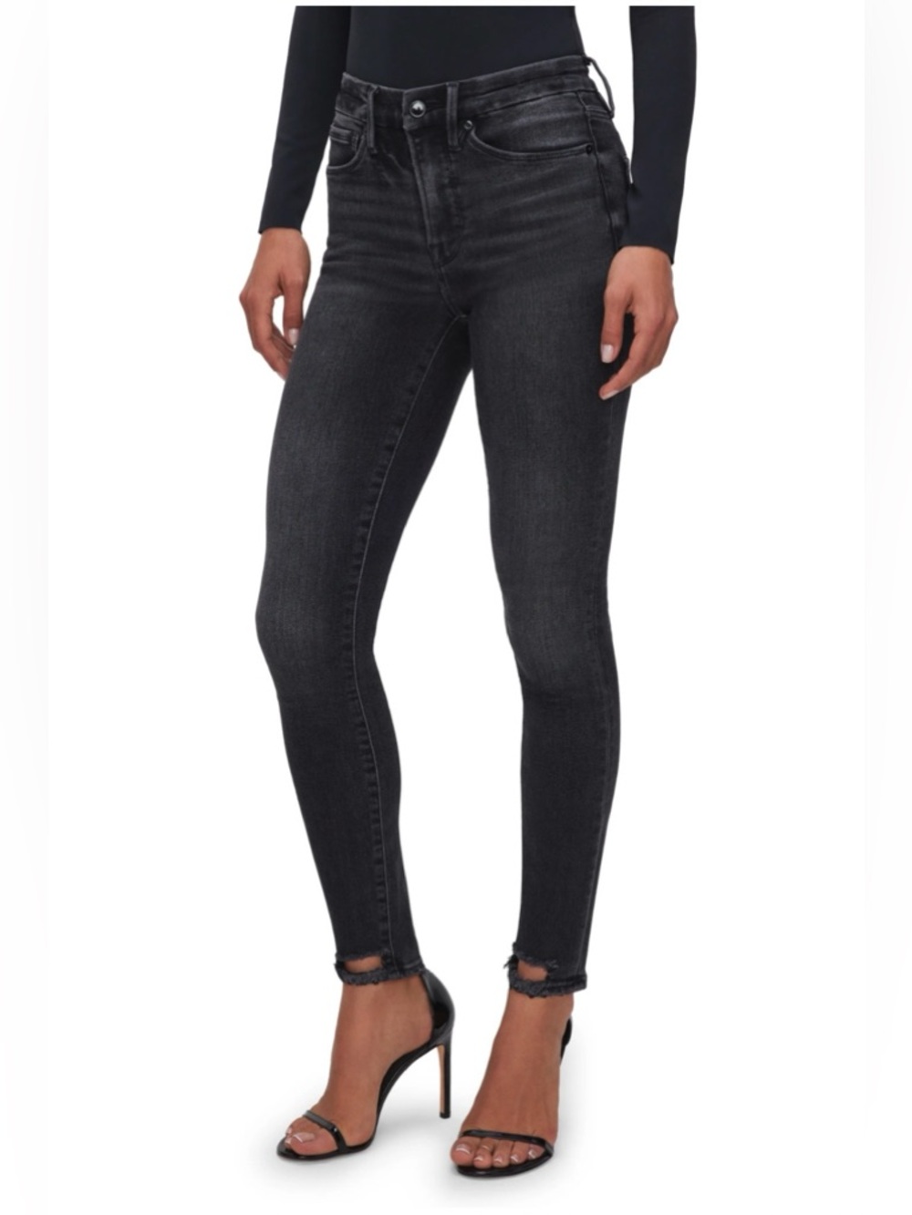 Good American Good Legs Shadow
Pocket High Waist Skinny Jeans (Black
160),size 8